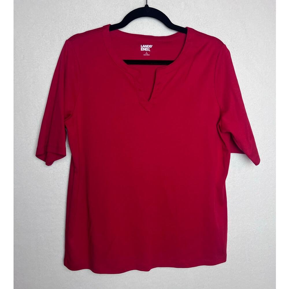 Lands' End Women's Short Sleeve Top Size Large Oeko-Tex Red